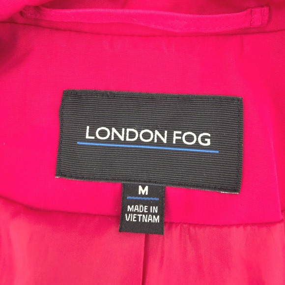 London Fog Magenta Lightweight Trench Coat Collared Jacket Women M - Picture 3 of 10